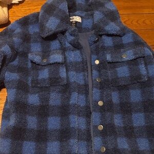 Blue Plaid Sherpa Jacket